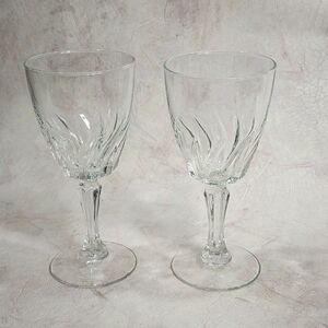 2 Vintage Luminarc Crystal Wine Goblets Glasses 7" Tall France